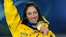 Lydia Lassila with her gold medal. 