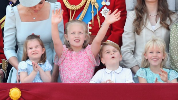 The royal children watching the flyover at Trooping the Colour in 2018.