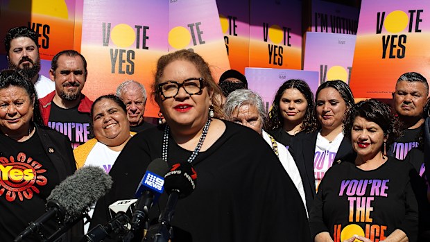 Professor Megan Davis at a press conference