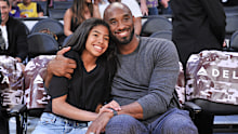 Kobe Bryant and his daughter Gianna Bryant attend a basketball game between the Los Angeles Lakers and the Atlanta Hawks at Staples Center on November 17, 2019 in Los Angeles, California.