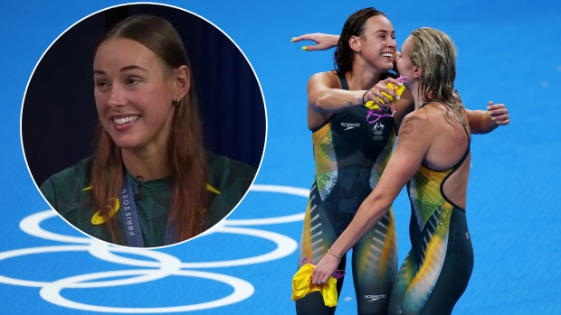 Brianna Throssell speaks to Nine after winning gold in the 4x200m freestyle.