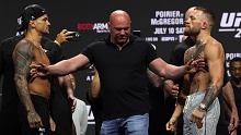 McGregor and Poirier square off prior to their bout in July 2021. 
