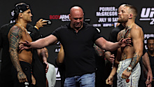 McGregor and Poirier square off prior to their bout in July 2021. 