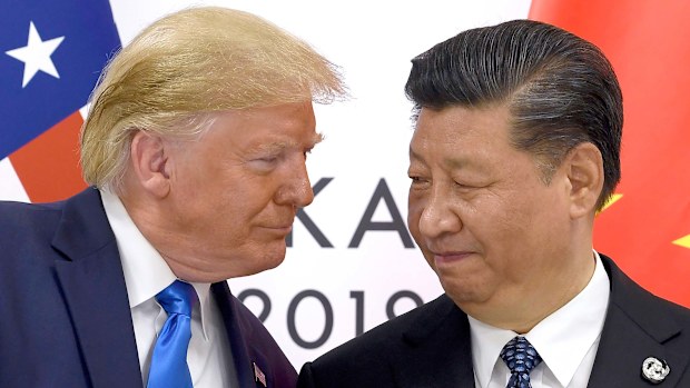 President Donald Trump, left, meets with Chinese President Xi Jinping  on the sidelines of the G-20 summit in Osaka, Japan.