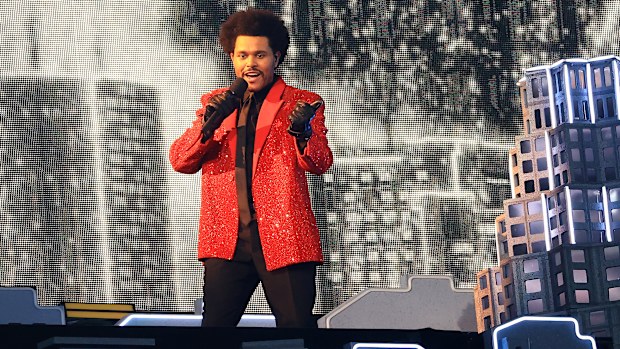 The Weeknd performs during the Pepsi Super Bowl LV Halftime Show at Raymond James Stadium on February 07, 2021 in Tampa, Florida. 