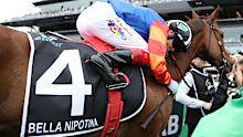 SYDNEY, AUSTRALIA - OCTOBER 19: Craig Williams riding Bella Nipotina wins Race 7 The TAB Everest during Sydney Racing - The Everest Day at Royal Randwick Racecourse on October 19, 2024 in Sydney, Australia. (Photo by Jeremy Ng/Getty Images)
