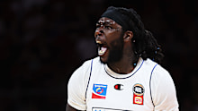 Montrezl Harrell of the 36ers celebrates
