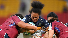 Lydia Kavoa of the Brumbies is tackled at Suncorp Stadium.