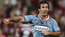 BRISBANE, QSL - JULY 06: Andrew Johns of the Blues celebrates a try during game three of the State of Origin series between the Queensland Maroons and New South Wales Blues at Suncorp Stadium on July 6, 2005 in Brisbane, Australia.   (Photo by Jonathan Wood/Getty Images) *** Local Caption *** Andrew Johns