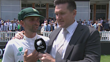 Keshav Maharaj cries during an interview with Graeme Smith.