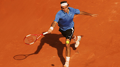 Their first slam final meeting: French Open 2006 final v Rafael Nadal (L)
