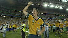 Australia's Mat Rogers celebrates reaching the 2003 Rugby World Cup final.