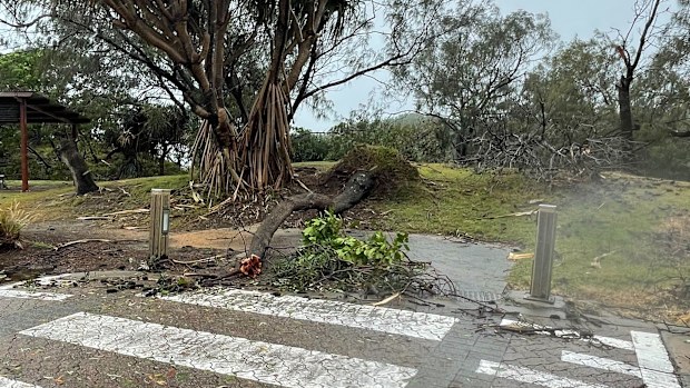 Damage on Stradbroke Island after 120km/h wind gusts ravaged the island overnight.