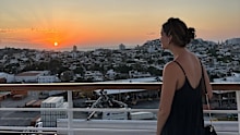 Watching sunset from the ship at the port in Cabo San Lucas.