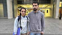 Malak Omari and Sam I'Lache outside Brisbane Supreme Court on the day of a bail application for their mother, Fatima I'Lache, on Tuesday, July 1, 2025.