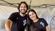 Priya Sharma and her partner Sid Madiwale selling their Dad's Special Spice Mix