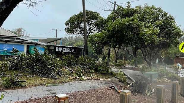 Damage on Stradbroke Island after 120km/h wind gusts ravaged the island overnight.