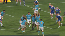 Moana launch a midfield lineout off a quick tap.