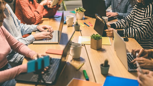 Younger workers office generation z modern workspace