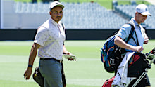 Usman Khawaja and Steve Smith playing golf in January of 2024.