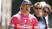 SYDNEY, AUSTRALIA - OCTOBER 04: Cameron Munster of the Storm arrives before the Melbourne Storm NRL captain's run at Leichhardt Oval on October 04, 2025 in Sydney, Australia. (Photo by Darrian Traynor/Getty Images)