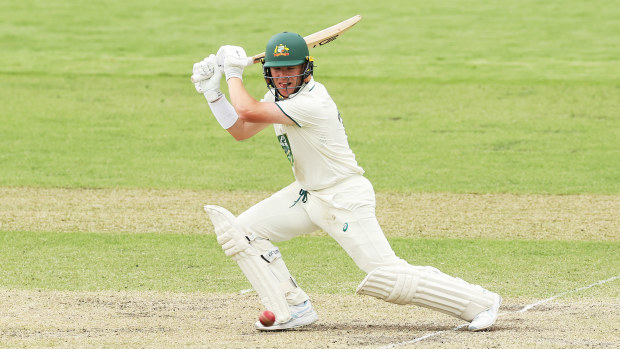 Marcus Harris made a ton for Victoria against Pakistan in a warm-up match for the second Test.
