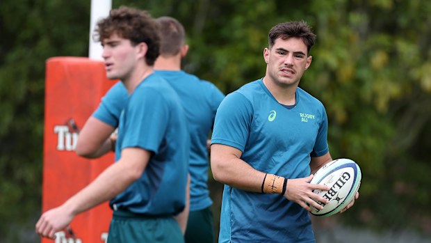 Zach Fittler of Australia warms up at FMG Stadium Waikato.