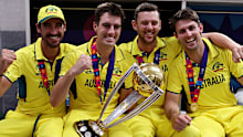 Mitchell Starc, Pat Cummins, Josh Hazlewood, Mitchell Marsh. 
