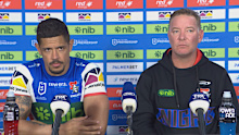 Dane Gagai and Adam O'Brien speak in their press conference.