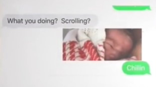 Aussie mum tells husband she has given birth in text. 