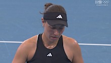 Jessica Pegula reacts after losing a  point.