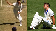 James Pattinson threw the ball at Daniel Hughes, who was hurt.