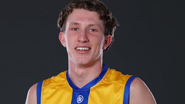 Willem Duursma poses after being selected by the Eagles as part of the 2025 AFL Draft.