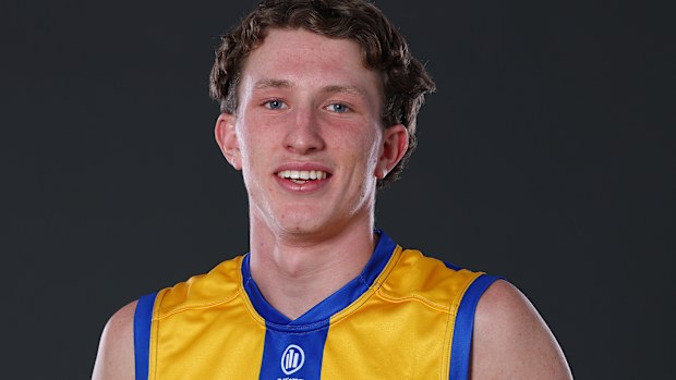 Willem Duursma poses after being selected by the Eagles as part of the 2025 AFL Draft.