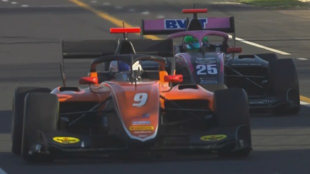 Nikola Tsolov was forced to slam onto his brakes after being baulked by Alex Dunne in F3 practice at the Australian Grand Prix.