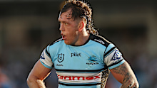 SYDNEY, AUSTRALIA - MAY 03: Cameron McInnes of the Sharks looks on during the round nine NRL match between Cronulla Sharks and Wests Tigers at Ocean Protect Stadium, on May 03, 2026, in Sydney, Australia. (Photo by Mark Metcalfe/Getty Images)