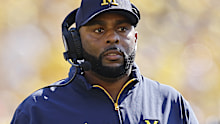 ANN ARBOR, MI - OCTOBER 04: Head coach Sherrone Moore of the Michigan Wolverines looks on during a college football game against the Wisconsin Badgers on October 04, 2025 at Michigan Stadium in Ann Arbor, Michigan. (Photo by Joe Robbins/Icon Sportswire via Getty Images)