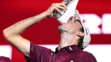 Elvis Smylie of Ripper GC celebrates after winning the final round on day four of LIV Golf Riyadh.