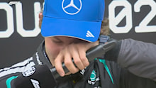Kimi Antonelli wipes away his tears.