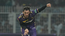 Kolkata Knight Riders' Mitchell Starc bowls a delivery during the Indian Premier League cricket tournament match between Kolkata Knight Riders and Sunrisers Hyderabad in Kolkata, India, Saturday, March. 23, 2024.(AP Photo/ Bikas Das)