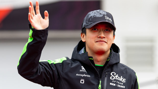 Zhou Guanyu of China and Kick Sauber waves to the crowd during the F1 Grand Prix of Canada at Circuit Gilles Villeneuve on June 9, 2024 in Montreal, Canada. (Photo by Kym Illman/Getty Images)