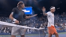 Stefanos Tsitsipas of Greece reacts against Daniel Altmaier of Germany.