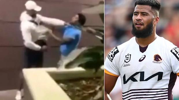 Broncos prop Payne Haas and teammate Albert Kelly involved in an altercation.