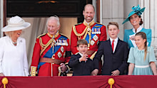 (left to right) Queen Camilla, King Charles III, Prince Louis, the Prince of Wales, Prince George, the Princess of Wales and Princess Charlotte on the balcony of Buckingham Palace, London, to view the flypast following, the Trooping the Colour ceremony in central London, as King Charles III celebrates his official birthday. Picture date: Saturday June 14, 2025. (Photo by Aaron Chown/PA Images via Getty Images)