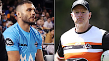 Robbie Farah and Wests Tigers coach Michael Maguire.