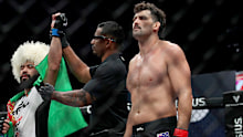 HOLLYWOOD, FLORIDA - AUGUST 16: Dovlet Yagshimuradov celebrates after defeating  Rob Wilkinson in a light heavyweight fight during the PFL 2024 Playoffs at Hard Rock Live in Seminole Hard Rock Hotel & Casino on August 16, 2024 in Hollywood, Florida. (Photo by Leonardo Fernandez/Getty Images)
