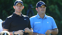 DUBLIN, OHIO - JUNE 03: Rory McIlroy of Northern Ireland and  Patrick Reed of the United States look on from the 15th tree during the second round of the Memorial Tournament presented by Workday at Muirfield Village Golf Club on June 03, 2022 in Dublin, Ohio. (Photo by Sam Greenwood/Getty Images)