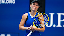 Caroline Wozniacki of Denmark in action against Coco Gauff of the United States in the fourth round of the 2023 US Open. 