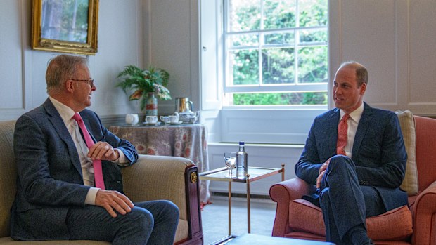 Prince William, The Prince of Wales received Prime Minister Anthony Albanese, at Kensington Palace on May 4, 2023. 