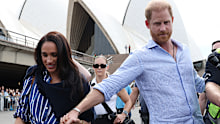 SYDNEY, AUSTRALIA - APRIL 17:  Meghan, Duchess of Sussex and Prince Harry, Duke of Sussex are seen at Sydney Opera House on April 17, 2026 in Sydney, Australia. The Duke and Duchess of Sussex are on a four-day visit to Australia, with engagements across Melbourne, Canberra and Sydney. (Photo by Don Arnold/WireImage)
